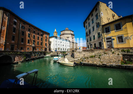 Die Kanäle von Livorno alte Stadt, Toskana, Italien Stockfoto