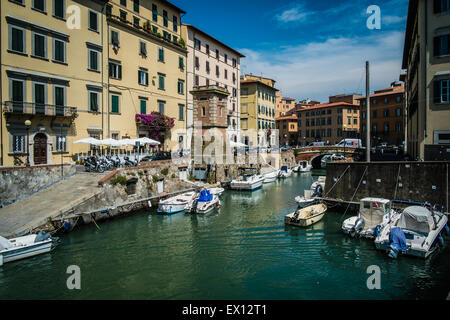 Die Kanäle von Livorno alte Stadt, Toskana, Italien Stockfoto