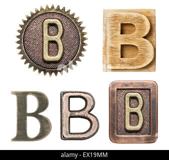 Alphabet hergestellt aus Holz und Metall. Buchstabe B Stockfoto