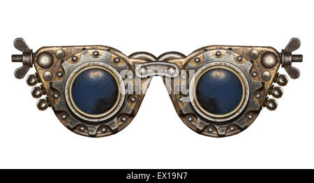 Steampunk Brille. Metall-Collage. Stockfoto