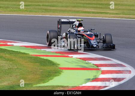 Silverstone im Vereinigten Königreich. 4. Juli 2015. Formel 1 British Grand Prix qualifizieren. Jenson Button, McLaren-Honda in der Qualifikation zu kämpfen. Bildnachweis: Aktion Plus Sport/Alamy Live-Nachrichten Stockfoto