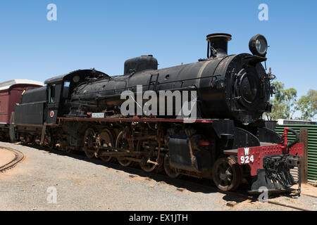 Australien, NT, Alice Springs. Old Ghan Railway Eisenbahnmuseum. Nostalgiezug-Motor. Stockfoto