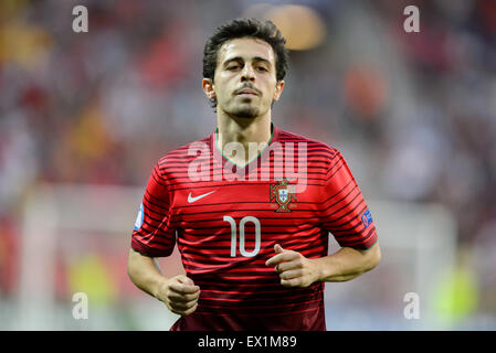 Portugals Bernardo Silva während der letzten Fußball-UEFA-U21-Europameisterschaft 2015-match zwischen Schweden und Portugal in Prag, Tschechische Republik, 30. Juni 2015. Foto: Thomas Eisenhuth/Dpa - NO-Draht-Dienst- Stockfoto