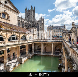 Die Roman Baths Komplex, ein Ort von historischem Interesse in der englischen Stadt Bath, Somerset, England. Stockfoto