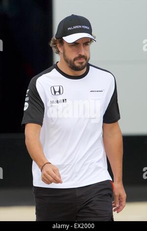 Silverstone im Vereinigten Königreich. 4. Juli 2015. Formel 1 British Grand Prix qualifizieren. Fernando Alonso, McLaren-Honda. Bildnachweis: Aktion Plus Sport/Alamy Live-Nachrichten Stockfoto