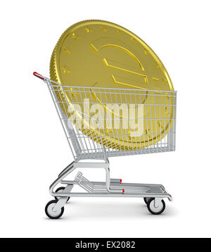 Gold Euro im Warenkorb Stockfoto