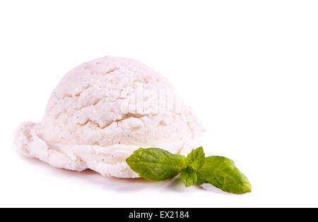 Einzelne Kugel Vanilleeis in eine perfekte Kugel Stockfoto
