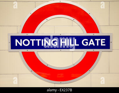 Notting Hill u-Bahn u-Bahnstation in London. Stockfoto