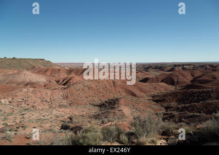 Eine Landschaft-Foto von der Painted Desert in Arizona. Die Painted Desert ist eine USA Wüste Badlands. Stockfoto