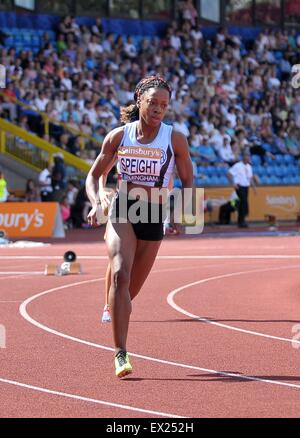 Birmingham, Vereinigtes Königreich. 4. Juli 2015. Montene Speight in den Frauen 400m. Britische Meisterschaften. Alexander-Stadion, Sheffield, Birmingham, England. VEREINIGTES KÖNIGREICH. 07.04.2015. Bildnachweis: Sport In Bilder/Alamy Live-Nachrichten Stockfoto