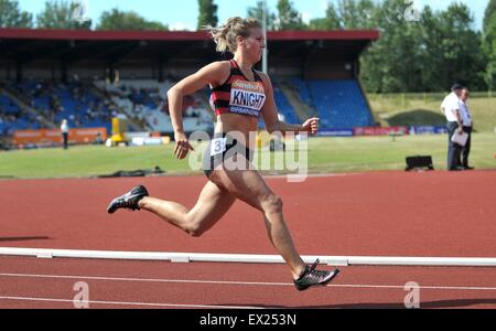 Birmingham, Vereinigtes Königreich. 4. Juli 2015. Jessie Knight. Damen 400m. Britische Meisterschaften. Alexander-Stadion, Sheffield, Birmingham, England. VEREINIGTES KÖNIGREICH. 07.04.2015. Bildnachweis: Sport In Bilder/Alamy Live-Nachrichten Stockfoto