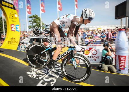 Utrecht, Niederlande. 4. Juli 2015. Tour de France Time Trial Etappe, ROMAIN BARDET, Team AG2R La Mondiale Credit: Jan de Wild/Alamy Live News Stockfoto