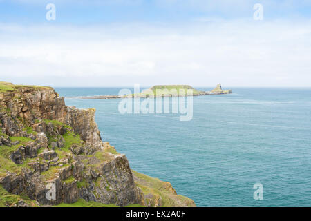 Rhossili Bay Beach auf der Gower-Halbinsel in South Wales. Einer der 10 schönsten Strände der Welt gewählt. Stockfoto