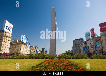 Obelisk, Plaza De La Republica, Buenos Aires, Argentinien Stockfoto