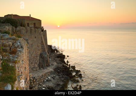 Monemvasia Dorf in Peloponnes, Griechenland. Stockfoto