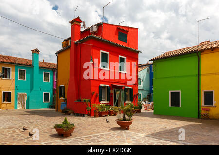 Bunte Häuser auf Burano, Venedig, Italien Stockfoto