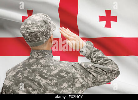 Nationale Streitkräfte mit Flagge auf konzeptionellen Hintergrund Serie - Georgien Stockfoto