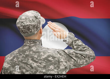 Nationale Streitkräfte mit Flagge auf konzeptionellen Hintergrund Serie - Laos Stockfoto