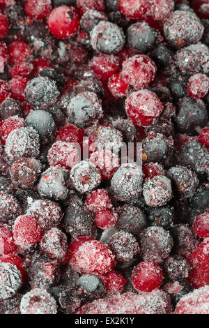 Gefrorene Früchte und Beeren in der Makro-Skala Stockfoto