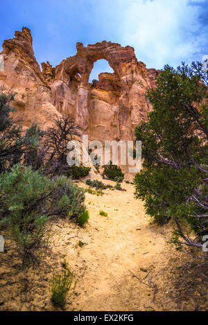 Grosvenor Arch Sandstein Doppelbogen befindet sich im Grand Staircase-Escalante National Monument Stockfoto