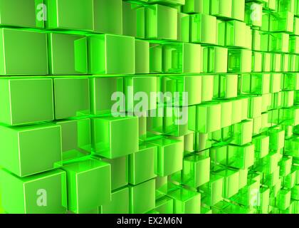 Zusammenfassung Hintergrund. Grünen Würfel auf grünem Hintergrund Stockfoto