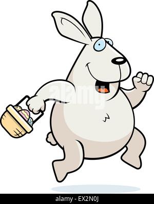 Ein glückliches Cartoon Easter Bunny hopping und lächelnd. Stock Vektor