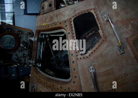 Das Kommandomodul von Apollo 16 zählt zu den historischen Exponaten auf dem Display an Davidson Zentrum für Weltraumforschung, Huntsville, AL Stockfoto