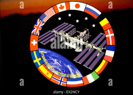 Logo für NASA International Space Station (ISS), befohlen vom Marshall Space Flight Center in Huntsville, AL. Stockfoto