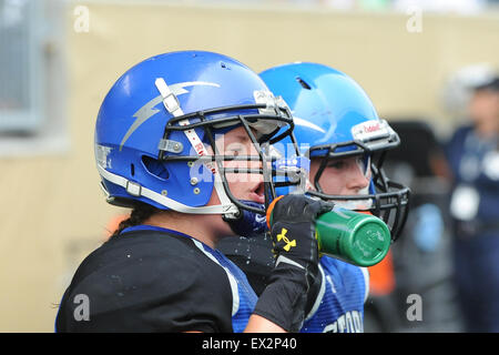 Regina Riot Vs Edmonton Sturm. Endspiel der 2015 Western Damen Canadian Football League Championship Stockfoto