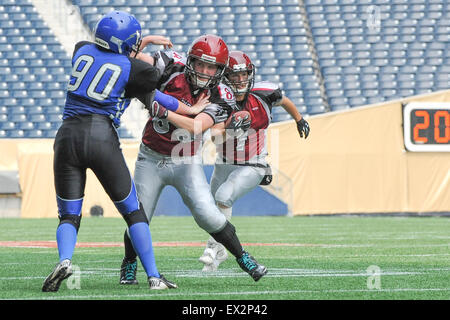 Regina Riot Vs Edmonton Sturm. Endspiel der 2015 Western Damen Canadian Football League Championship Stockfoto