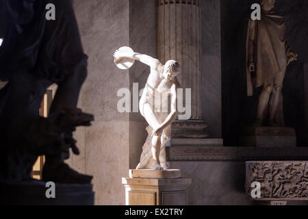 Der Diskuswerfer von Myron ist eine griechische Skulptur in den Vatikanischen Museen, Musei Vaticani, Vatican Stadt. Stockfoto