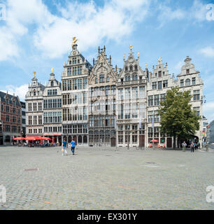 Belgien, Antwerpen, Gilden-Hallen auf dem großen Marktplatz Stockfoto