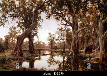 H J. Johnstone, Abend Schatten, Rückstau von Murray, Südaustralien. 1880 Öl auf Leinwand. Art Gallery of South Australia Stockfoto