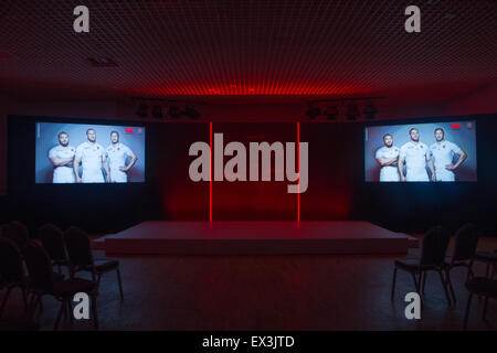 London, UK. 6. Juli 2015. Bühne frei für den England Rugby World Cup 2015 Shirt Start von Canterbury und England Rugby in Twickenham. Bildnachweis: Elsie Kibue/Alamy Live-Nachrichten Stockfoto