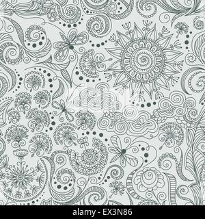 Vector seamless schwarz und rot Blumenmuster Stock Vektor