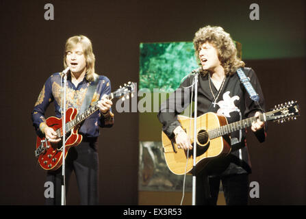 MOODY BLUES UK-Rock-Gruppe mit Justin Hayward auf der linken Seite und John Lodge um 1970 Stockfoto