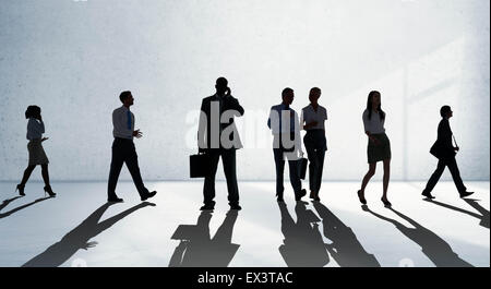 Silhouette Menschen Global Business Stadtbild Teamwork Konzept Stockfoto