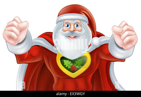 Santa Claus Weihnachten Superhelden Zeichentrickfigur Stockfoto