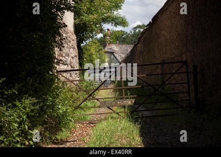 Brimblecombe des Devon Bauernhaus Apfelwein Apfelwein produziert seit über 400 Jahren auf dieser Seite. Brimblecombe Apfelwein, perry Stockfoto
