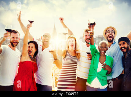 Freunde Freundschaft Feier im freien Party Konzept Stockfoto