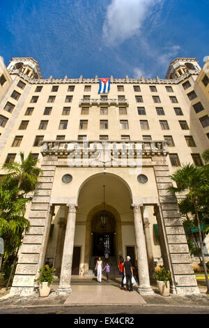 Vertikale Blick auf das Hotel Nacional de Cuba in Havanna. Stockfoto