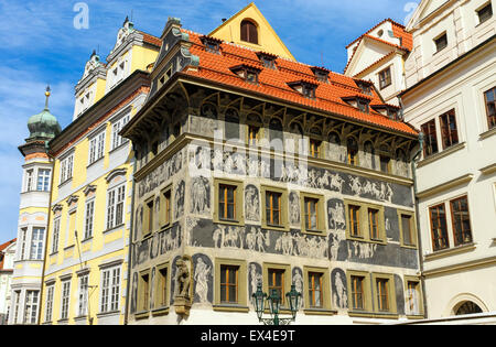 Wunderschöne historische Gebäude gesehen in Prag, Tschechische Republik Stockfoto