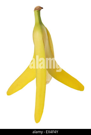 Schälen Sie eine Banane auf dem weißen Hintergrund. Stockfoto