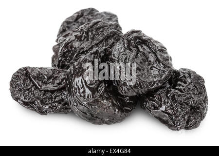 köstliche Pflaumen auf dem weißen Hintergrund isoliert. Stockfoto