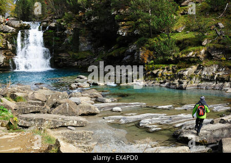 Wasserfall, Gradas de Soaso, Arazas Fluss, Ordesa-Tal. Pyrenäen, Huesca, Aragon, Spanien Stockfoto