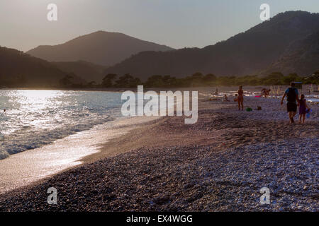 Strand von Oeluedeniz während des Sonnenuntergangs, Fethiye, Mugla, Ägäis, Türkei Stockfoto