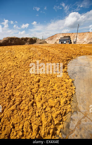 Die brennerei feucht Körner-co-Produkt von der Produktion von Ethanol als Futtermittel an einem Rind feedyard in der Nähe von North platt, Nebraska verwendet, Stockfoto