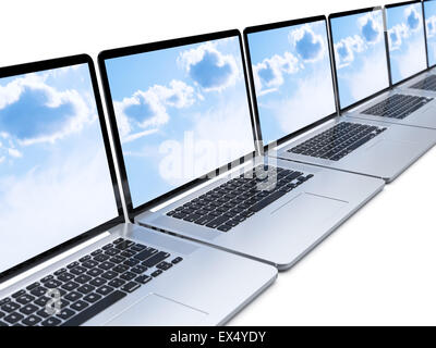 3D-Rendering des Laptops Zeile isoliert auf weißem Hintergrund Stockfoto