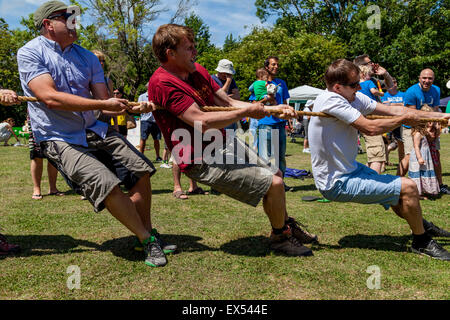 Tauziehen, Kingston Dorffest, Kingston, Sussex, UK Stockfoto