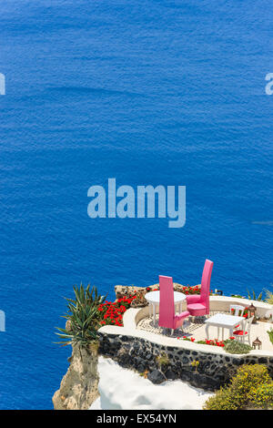 Traditionellen griechischen Kykladen-Architektur-Stil in Oia, einer kleinen Stadt an der Nordspitze auf Santorini, Griechenland Stockfoto